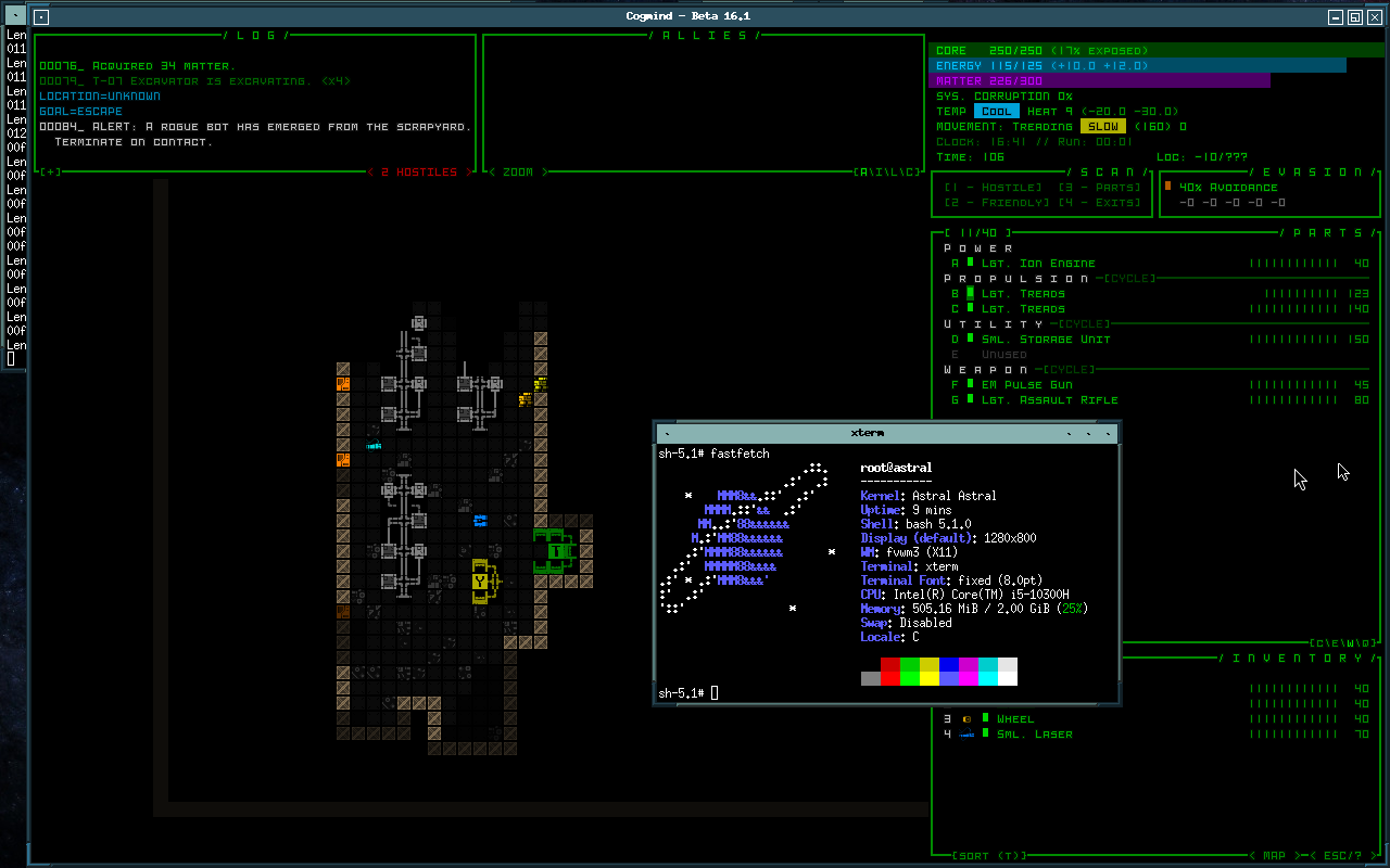 Astral running Cogmind under Wine